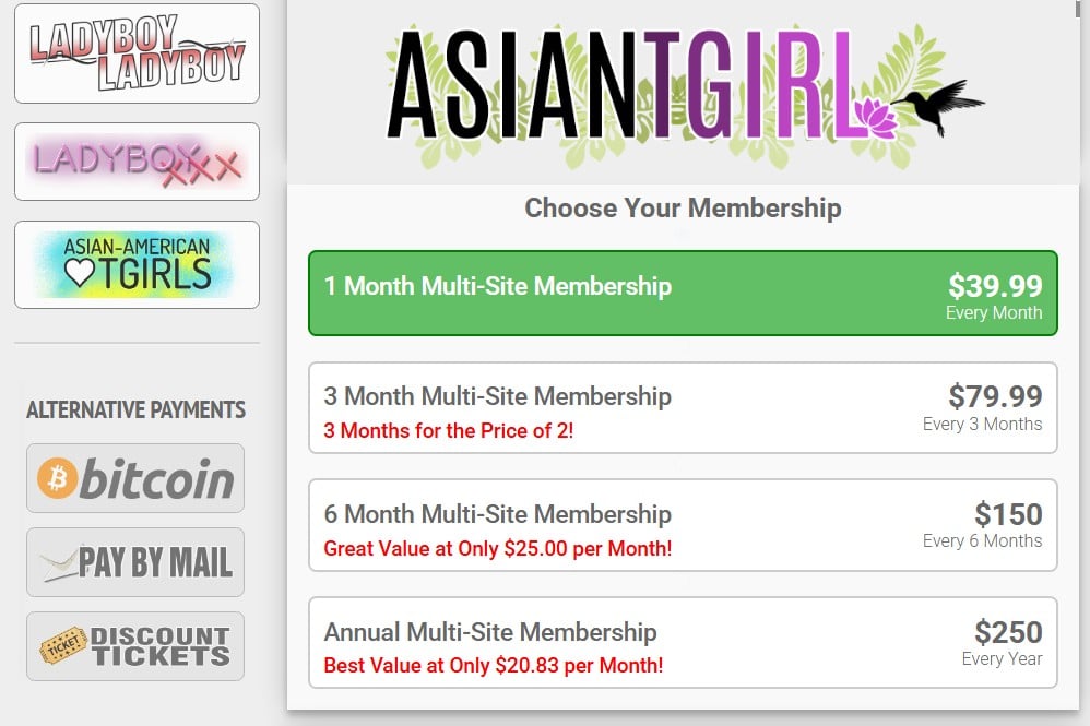membership, prices and payment options